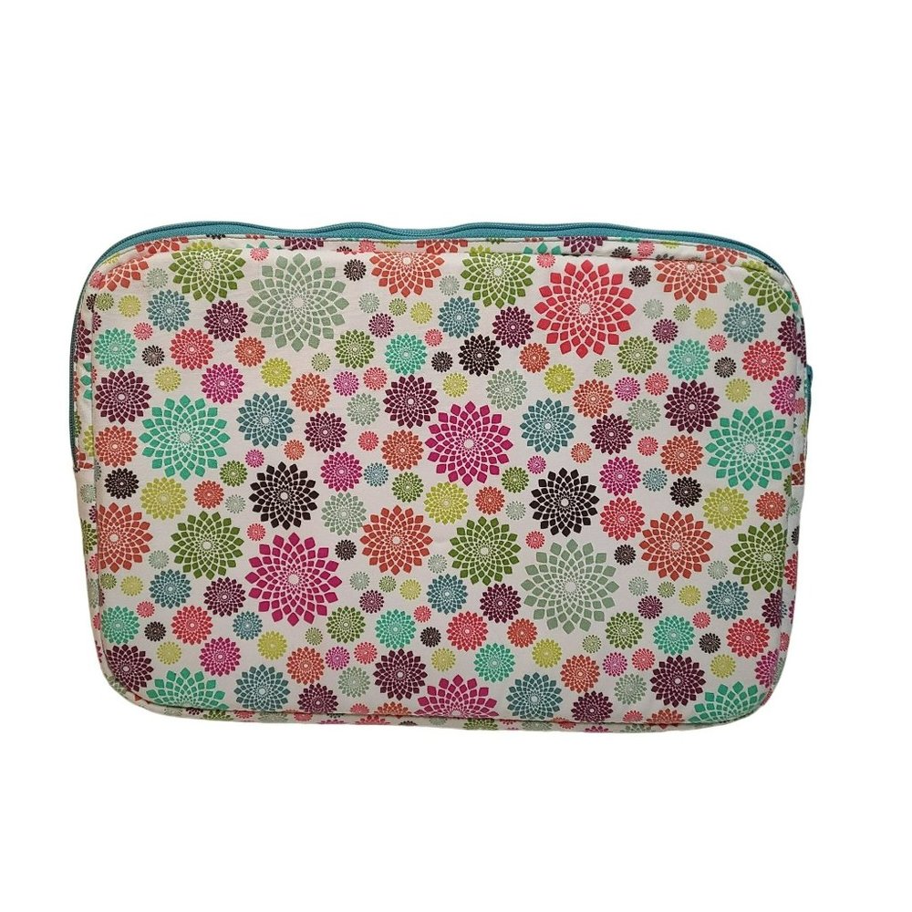 C.R. Gibson Iota Chic Laptop Sleeve Padded Bag Zip Close Geometric Multicolored